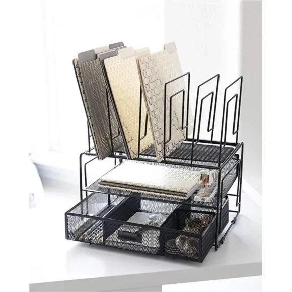 Black Workspace Desk organizers and Storage and Accessories Desktop Rack